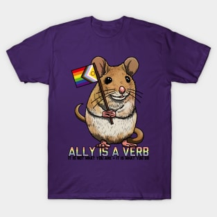 Ally is a Verb Rainbow Mouse T-Shirt